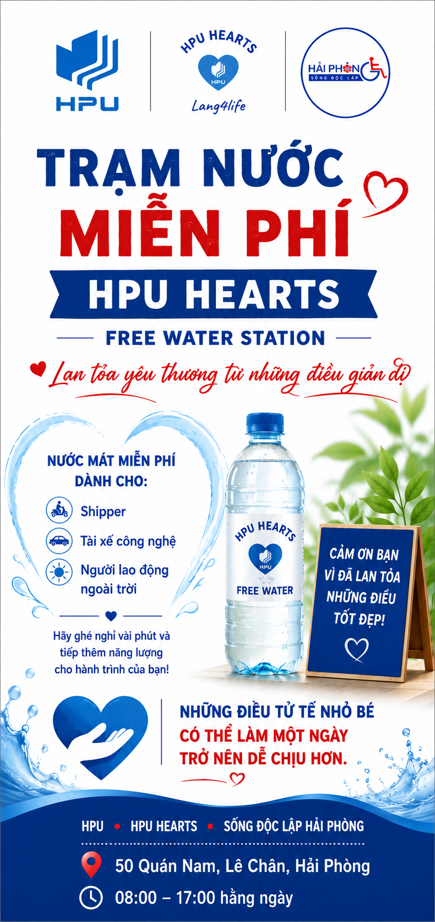 TRẠM NƯỚC MIỄN PHÍ - HPU HEARTS FREE WATER STATION