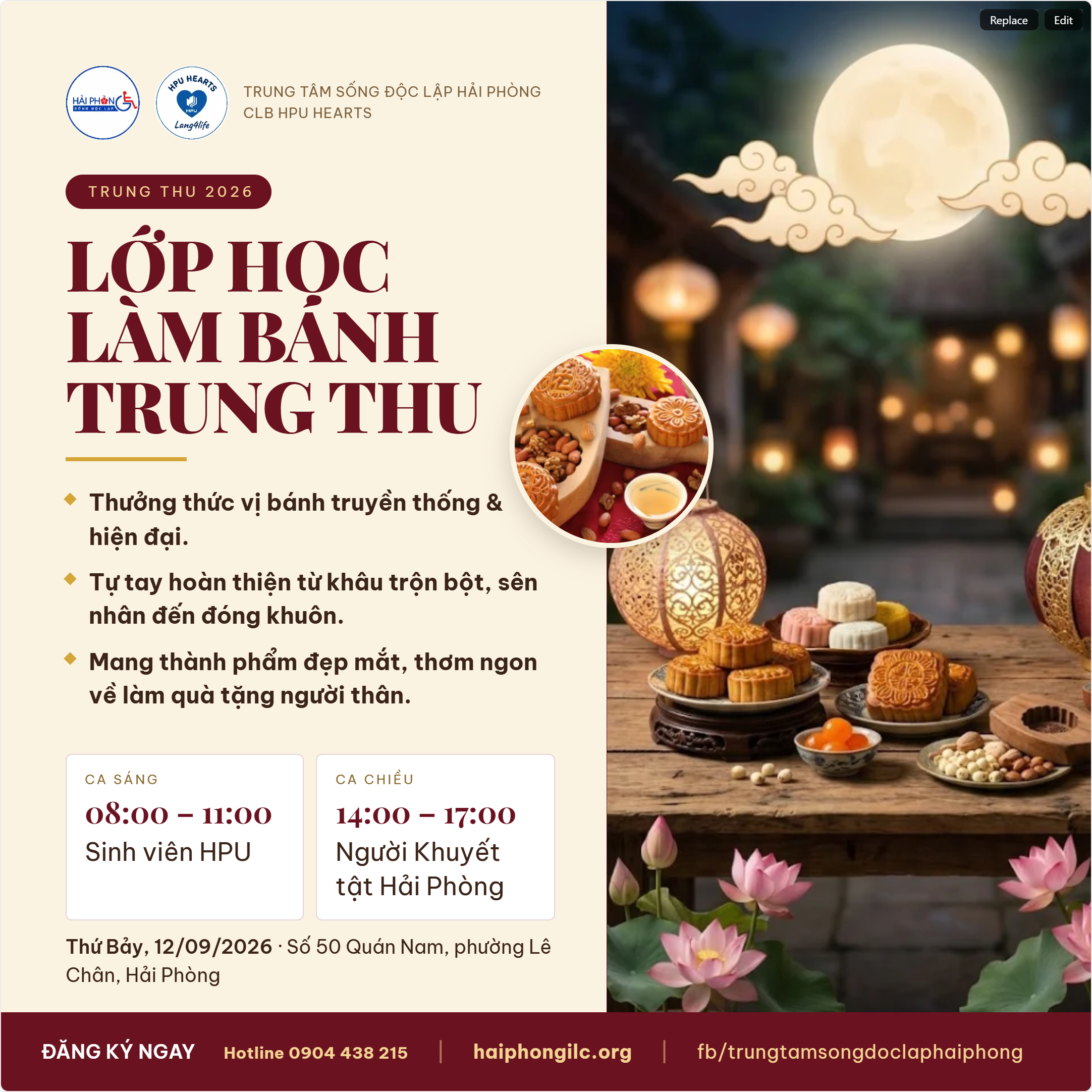 Lớp học làm bánh Trung thu 2026 dành cho sinh viên HPU và người khuyết tật Hải Phòng — 1